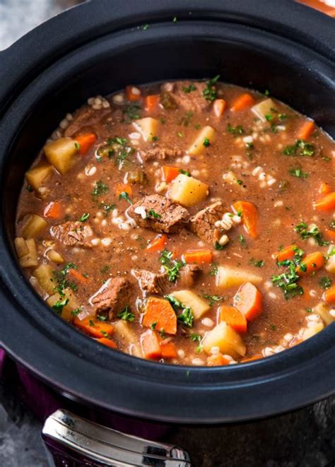 Crockpot Beef Barley Soup - The Chunky Chef