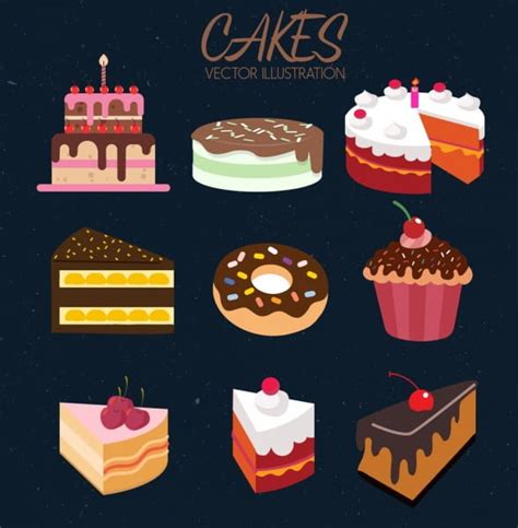 Cakes Icons Collection Colorful 3d Design Ai Eps Vector Uidownload