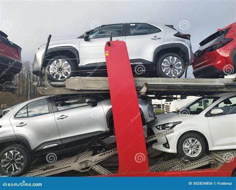 Cars Loaded on a Car Carrier Truck Stock Photo - Image of logistic ...