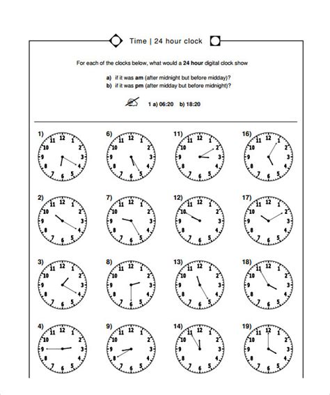 FREE 8+ Sample Time Worksheet Templates in PDF