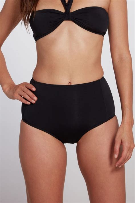 Retro High Waisted Bikini Bottom In Black The Bianca By Sauipe