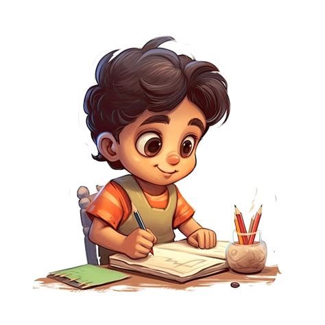 Premium Photo 3d Illustration Of A Cute 3 Year Old Latin Boy Writing