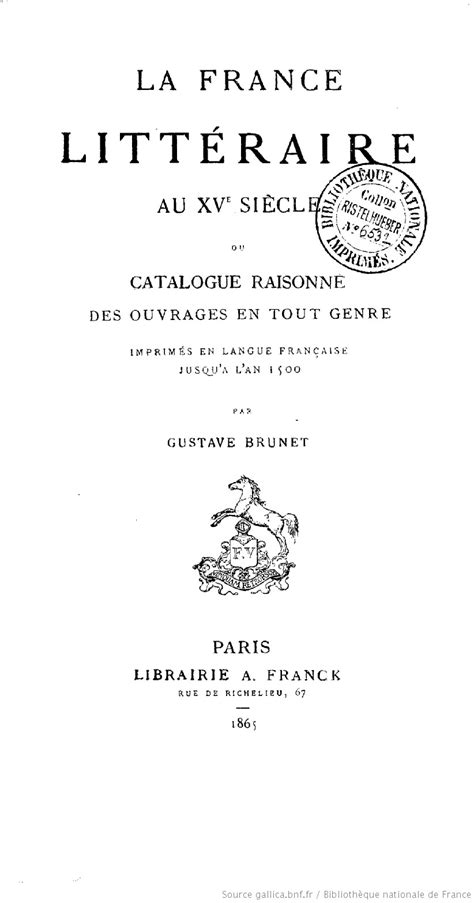 Catalogue Rouge La France Litt Raire Au Xve Si Cle Ou Catalogue