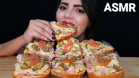 ASMR COMIDA PIZZA DE PÃO DE FORMA MUKBANG SONS DE MASTIGAÇÃO YouTube