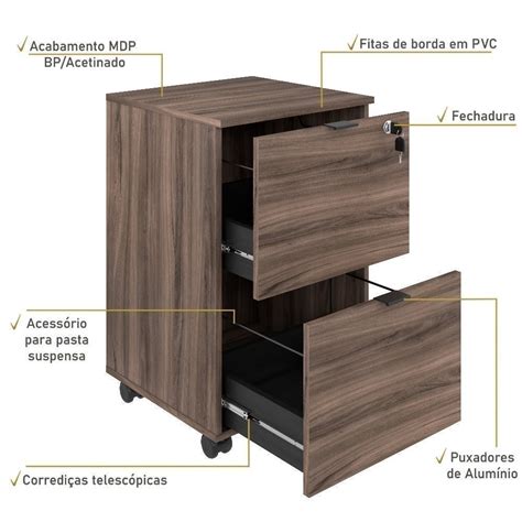 Gaveteiro Volante Gavetas Para Pastas Kugv Kuadra Espresso M Veis