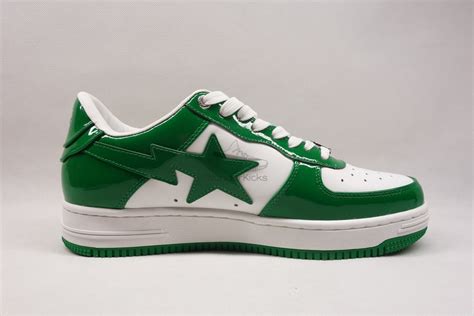 A Bathing Ape Bape Sta Patent Leather Green White Reps