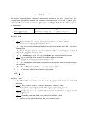 Learning Style Questionnaire Pdf Learning Style Questionnaire The