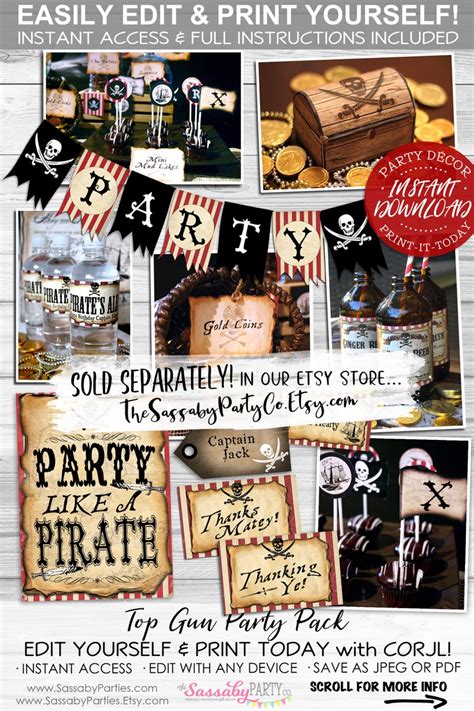 Pirate Walk The Plank Party Sign Instant Download Etsy