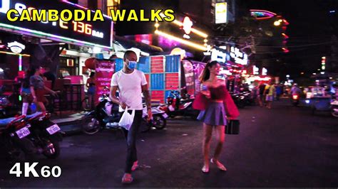 Phnom Penh Red Light District Night Walk 4k Cambodia Nightlife Youtube