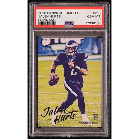 Jalen Hurts 2020 Panini Luminance 210 Chronicles RC PSA 10