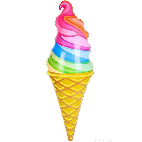 Rainbow Swirl Inflatable Ice Cream Cone Colorful Wonka Pool Toy