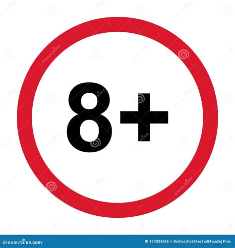 5+ Restriction Flat Sign Isolated On White Background. Age Limit Symbol ...