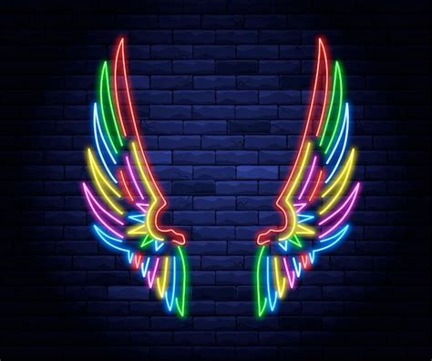 Premium Vector Colorful Illuminated Neon Angel Wings