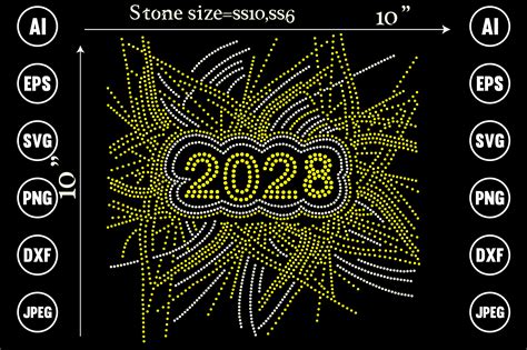 Happy New Year 2028 Rhinestone Graphic by TRANSFORM20 · Creative Fabrica