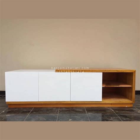 Buffet TV Kayu Jati Minimalis Modern Natural X White Duco HMJ BFTV 14