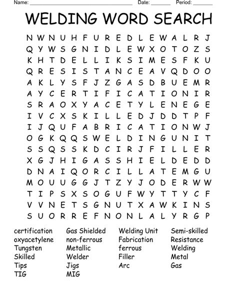 Welding Word Search Wordmint