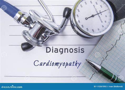 Cardiac Diagnosis Cardiomyopathy. Medical Form Report with Written ...