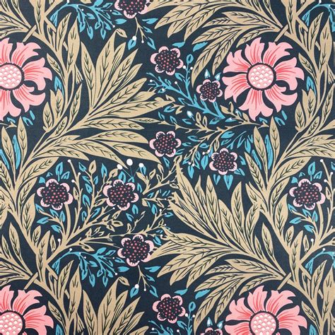 Floral William Morris Upholstery Fabric Pink Flowers Ornamental Art ...