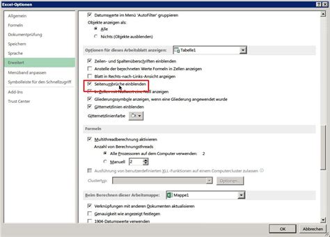 Excel Arbeits Mappen Druck Seiten Ränder anzeigen Jörg Schieb