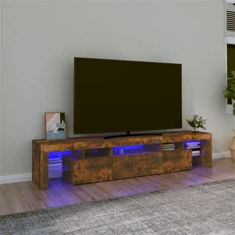 Keenso Meuble Tv Avec Lumi Res Led Ch Ne Fum Ab Es