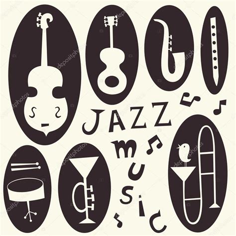 Jazz Instruments Vector Set — Stock Vector © Mllecarotte 39854903