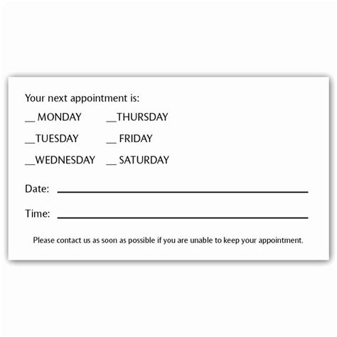 Appointment Reminder Card Template