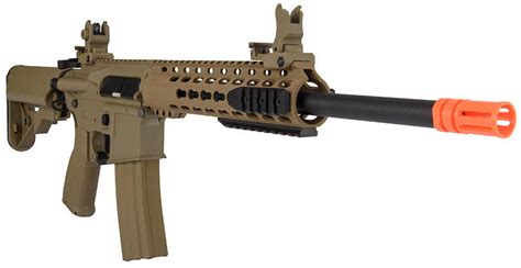 Lancer Tactical 10" Hybrid Keymod M4 Carbine Airsoft Rifle, Tan | Airsoft Station