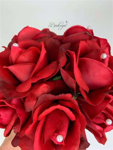 Choose Ribbon Color Red Rose Bouquet Rose Bridal Bouquet Etsy