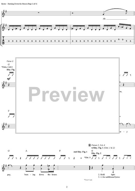 Burning Down The House Sheet Music By Talking Heads For Easy Guitar Tab Vocal Sheet Music Now