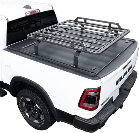 Syneticusa Retractable Hard Tonneau Cover Fits 2019 2022 Ram 1500 57 674” Bed With Rack Kit