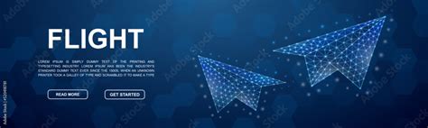 Paper airplane polygonal horizontal banner. Travel low poly symbol for ...