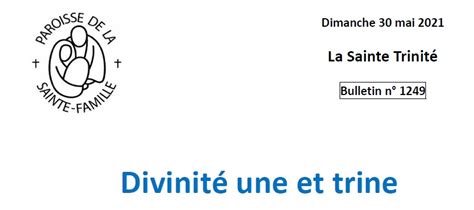 N1249 Bulletin Du Dimanche 30 Mai Paroisse De La Sainte Famille