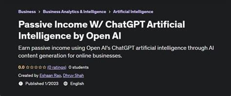 Passive Income W Chatgpt Artificial Intelligence By Open Ai Video