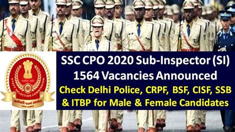 Ssc Cpo Sub Inspector Si Vacancy Details Check Vacancies