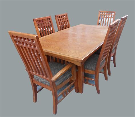 Uhuru Furniture & Collectibles: Mission Style Dining Table + 6 Chairs- SOLD