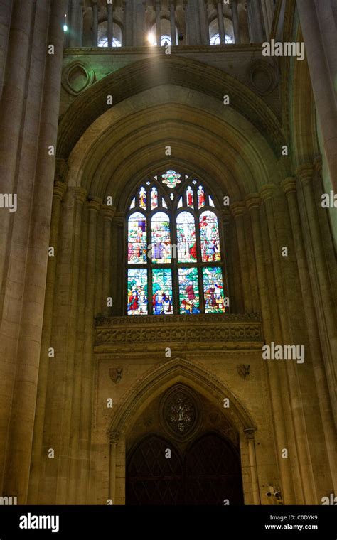 Interior of Ely Cathedral - Stained Glass window Stock Photo - Alamy