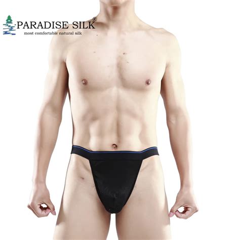 Mens Thongs 100 Pure Silk Knit Sexy Underwear Wide Elastic Waistband