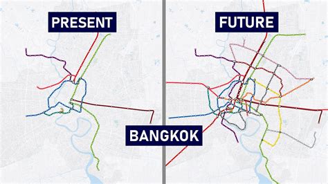 Evolution Of The Bangkok Mass Transit System 1999 2040 Geographic Map