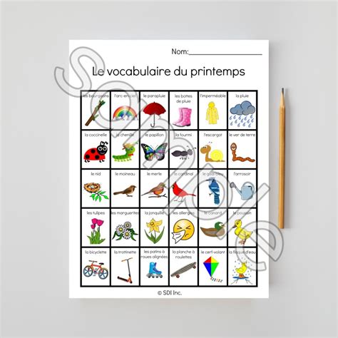 Le Printemps Mots De Vocabulaire