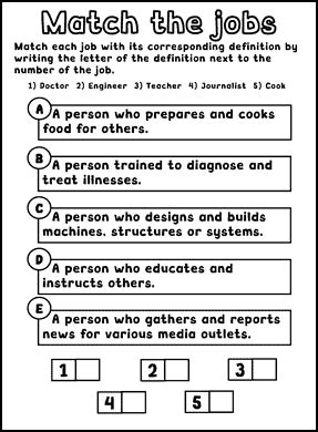 Ejercicio De Unir Profesiones Y Definiciones En Ingl S Apuntes De Ingl S