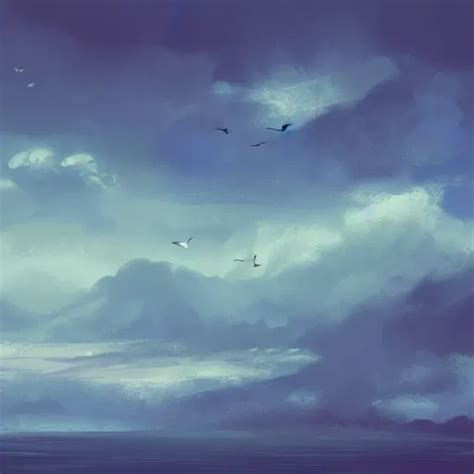 Painterly Concept Art Landscape With Oceans Clouds Stable Diffusion