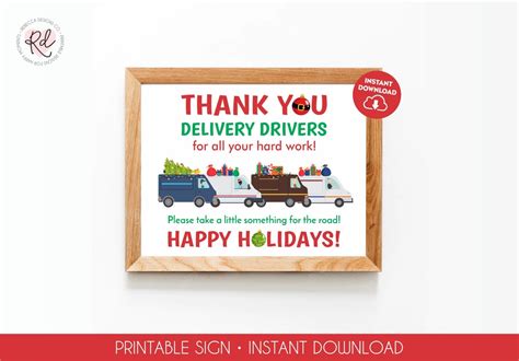 Christmas Delivery Thank You Sign Holidays Delivery Driver Etsy