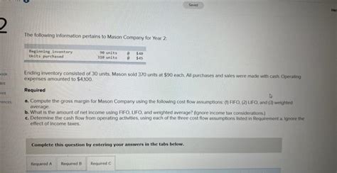 Solved The Following Information Pertains To Mason Company Chegg