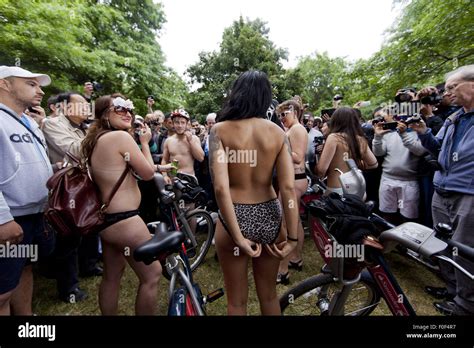 World Naked Bike Ride In London Beginning In Hyde Park Featuring Atmosphere Where London