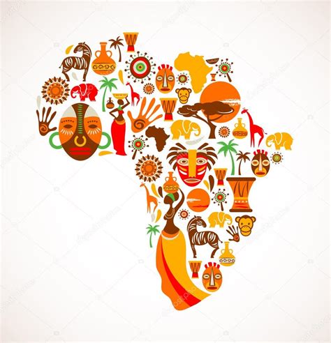 Map Of Africa With Vector Icons Stock Vector Image By Marish