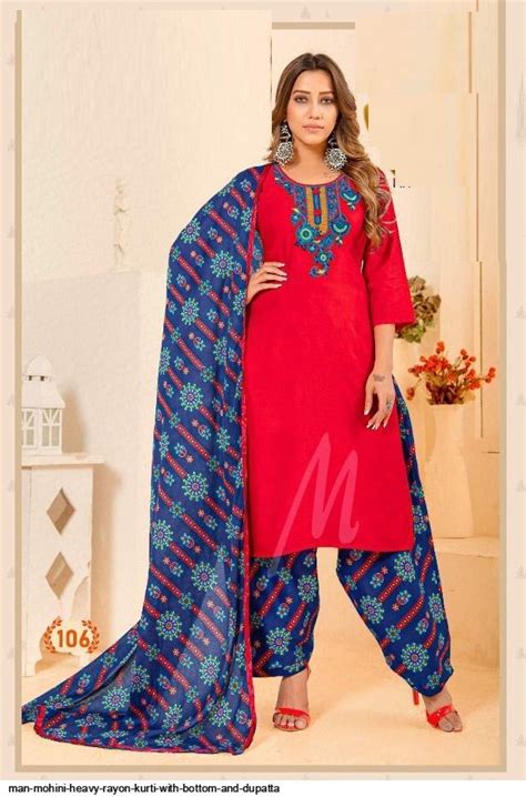 Man Mohini Heavy Rayon KURTI WITH BOTTOM AND DUPATTA