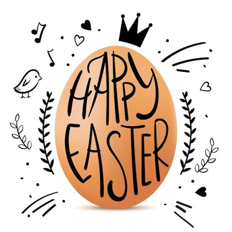 Premium Vector Happy Easter Lettering On The Egg