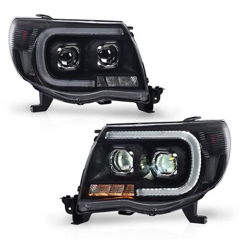 Pit66 Led Headlights Black Clear Tube Projector Headlamps Fit For 2005 2011 Toyota Tacoma