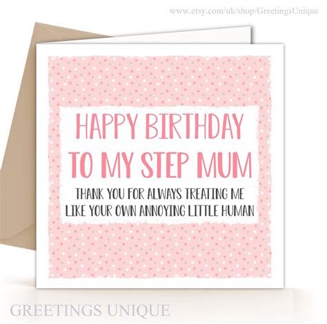 Step Mother Step Mum Step Mam Birthday Card Fun Banter Etsy