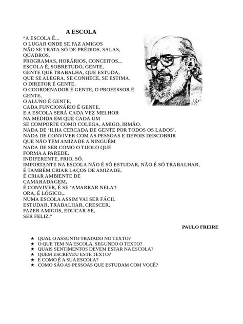 Paulo Freire A Escola - A Escola - Paulo Freire | PDF